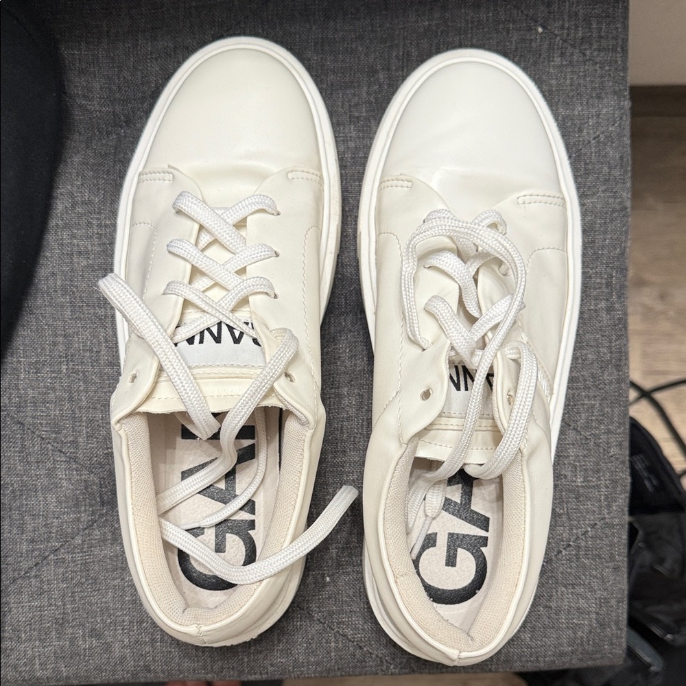 Ganni Off-White Sneakers with Logo